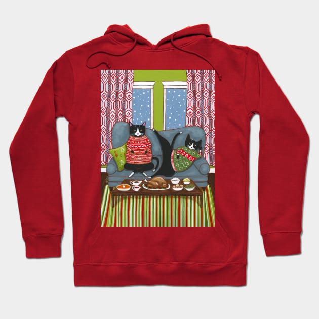 Holiday Couch Potatoes Hoodie by KilkennyCat Art